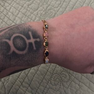 Gold and Natural Gemstone Bracelet